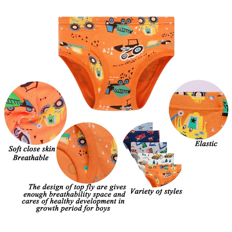 Boboking Little Boys Briefs Dinosaur Truck Soft Kids Underwear (Pack of 6) 3t - Image 2